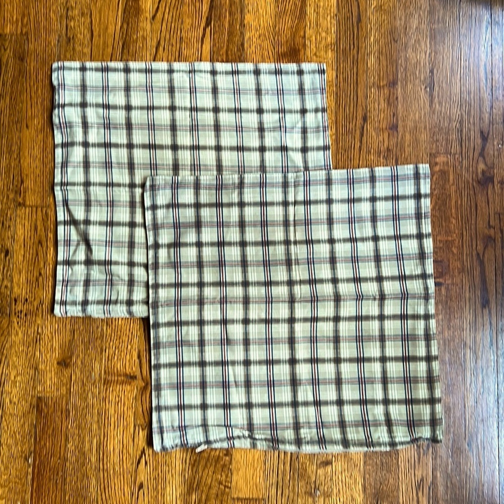 Pair of IKEA 20” Plaid Zippered Pillow Covers. Used. Great condition